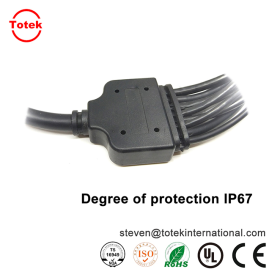 custom waterproof IP67 1 to 8 over-molded Y connector wire cable splitte